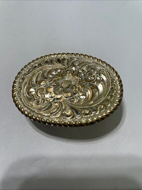 Crumrine Ornate Floral Gold-Tone Belt Buckle. eBay - $18.  7/2/6